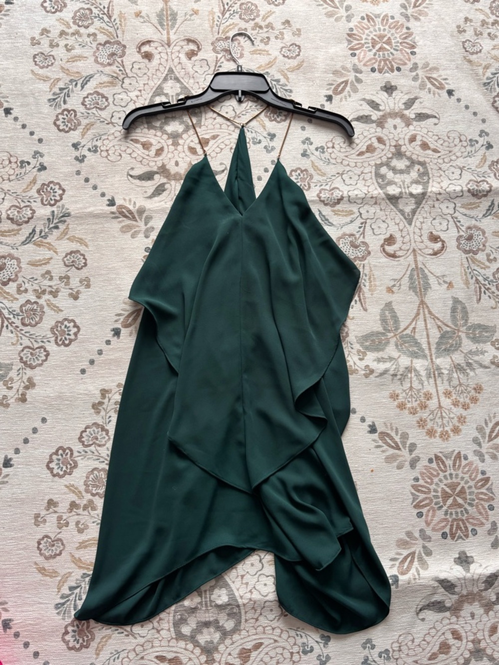Charlotte Russe Dark Green Mini Dress with Gold Chain Straps